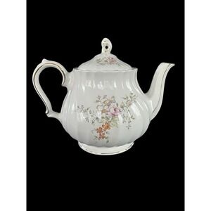 VTG Sadler England Porcelain Floral Swirl Body 22K Gold Trim Teapot‎ #4266